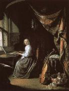 christian schubart a 17th century dutch painting by gerrit dou of woman at the clvichord. France oil painting artist